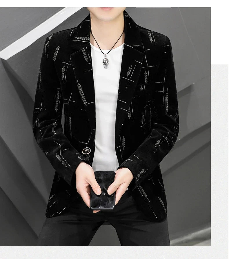 Blazer New Men's Fashion Business Corduroy Gentleman Fit Shopping Outdoor Performance Wedding Banquet Casual Blazer