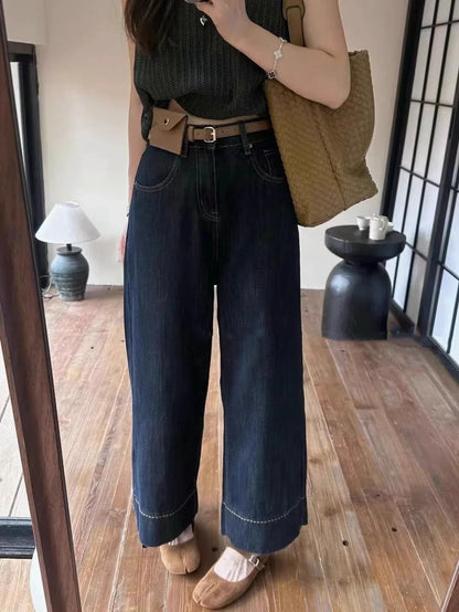 Women's Plus Size Straight-Leg Jeans Autumn Slimming Bell Bottoms 2025 New Arrival Trendy Pants Nine-Point Length