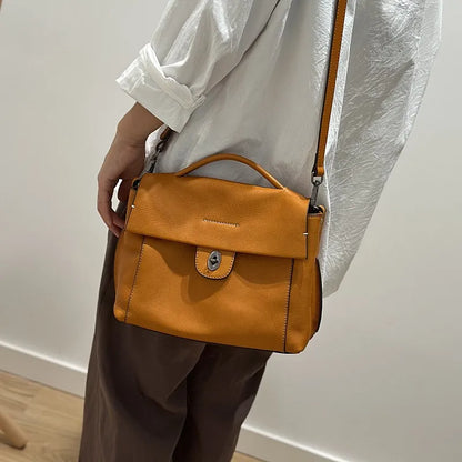 2026 Autumn New Handmade Retro Genuine Leather Women's Bag Versatile Soft Cowhide Solid Color Shoulder Crossbody Bags