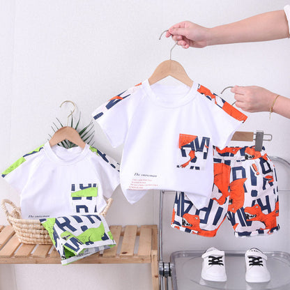 New Summer Baby Boy Kids Clothes Letters Children Clothing Suit Tops Short-sleeve T-shirt Pants 2pcs/set Sport Infant Clothing