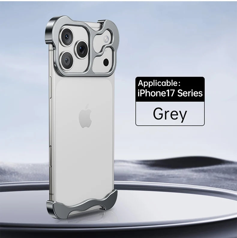 Luxury Irregular Metal Bumper Phone Case For iPhone 17 Air Pro Max Aluminum Shockproof Corner Pads Plating Ultra Thin Back Cover