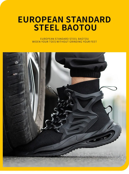 European Plus Size 50 Newest Design Men Wrok Safety Boots Anti-smash Steel Toe Cap Indestructible Construction Industry Shoes