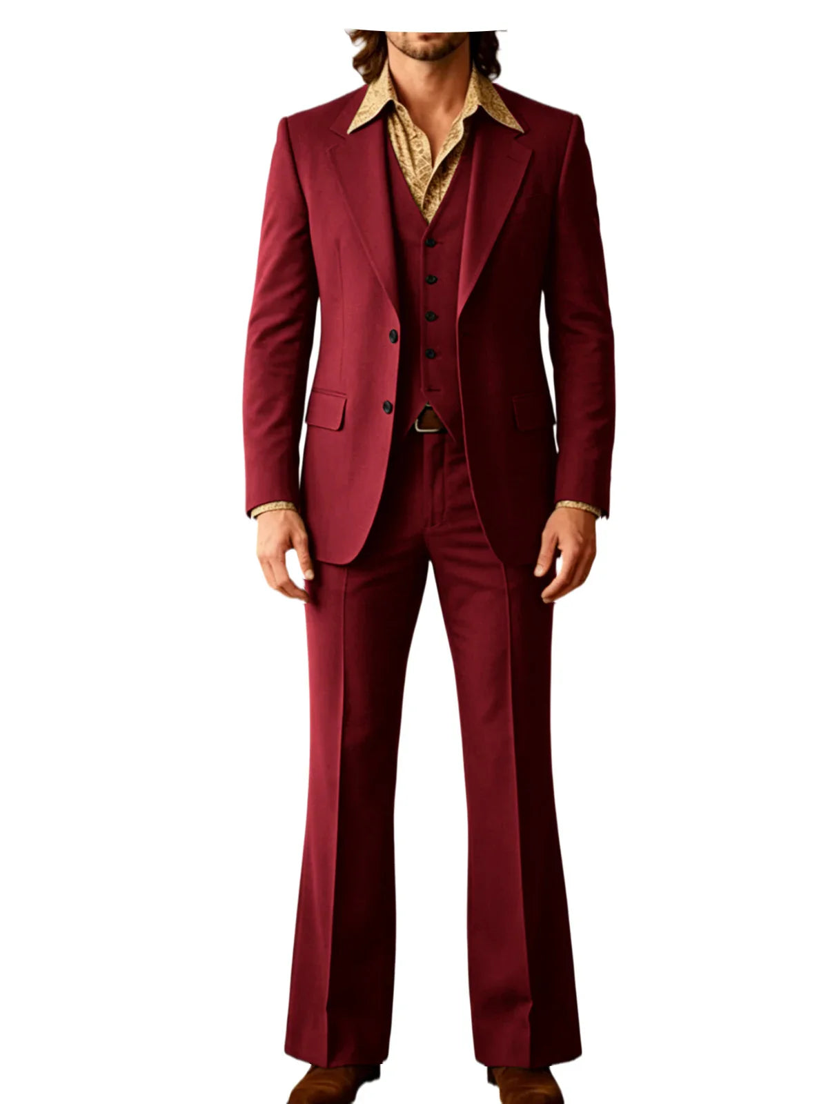 Retro Men's Linen 3 Piece Notch Lapel 2 buttons Jacket Flared Trouser Breathable Elastic for Casual Beach Wedding Groom Tuxedo