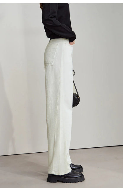 Minimalist 2025 Autumn New Arrival Pants Minimalism Retro Casual Office Lady Pure Cotton Jeans Women Denim Trouser 12543141