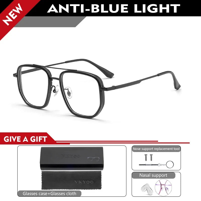 Ultra Lightweight Titanium Frame TR90 Retro Polygonal Eyeglasses Frames Anti Blue Light Glasses Customizable Prescription