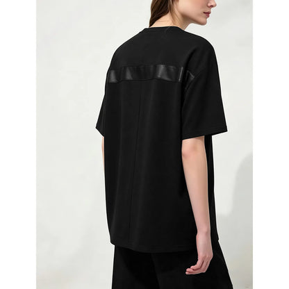 Women's T-Shirt 2026 Summer New Oversized Cotton Short Sleeve Tops Side Slit Mid Length Patch Pocket Tee Shirt 12642037