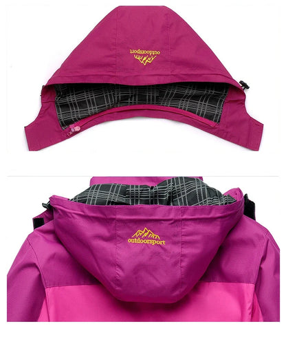 Women Autumn Trekking Jacket Outdoor Hiking Rain Coat Windbreaker Waterproof Hooded Camping Cycling Climbing Warm