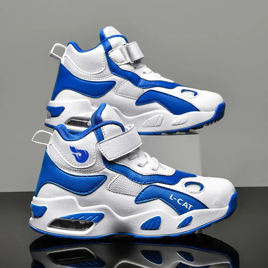 Children's High-top Basketball Shoes Anti-slip Basketball Combat Boots Boys Girls Outdoor Cushioned Sneakers Ankle Support Shoes
