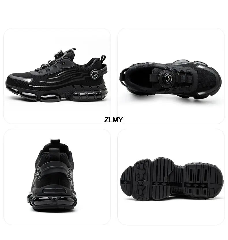Rotary Button Safety Shoes Men Steel Toe Sneakers Puncture Proof Work Safety Boots Air Cushion Sport Work Shoes Anti-smash Boots