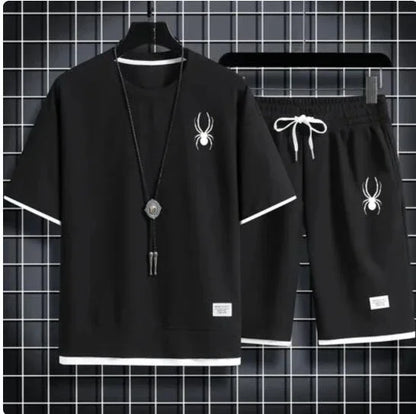 Men's short sleeved T-shirt and sports shorts set casual sportswear Korean fashion summer