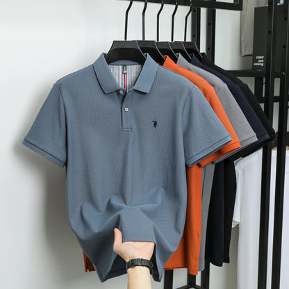 100% pure cotton men's short sleeved summer new golf lapel polo shirt, high-quality designer customized embroidered T-shirt