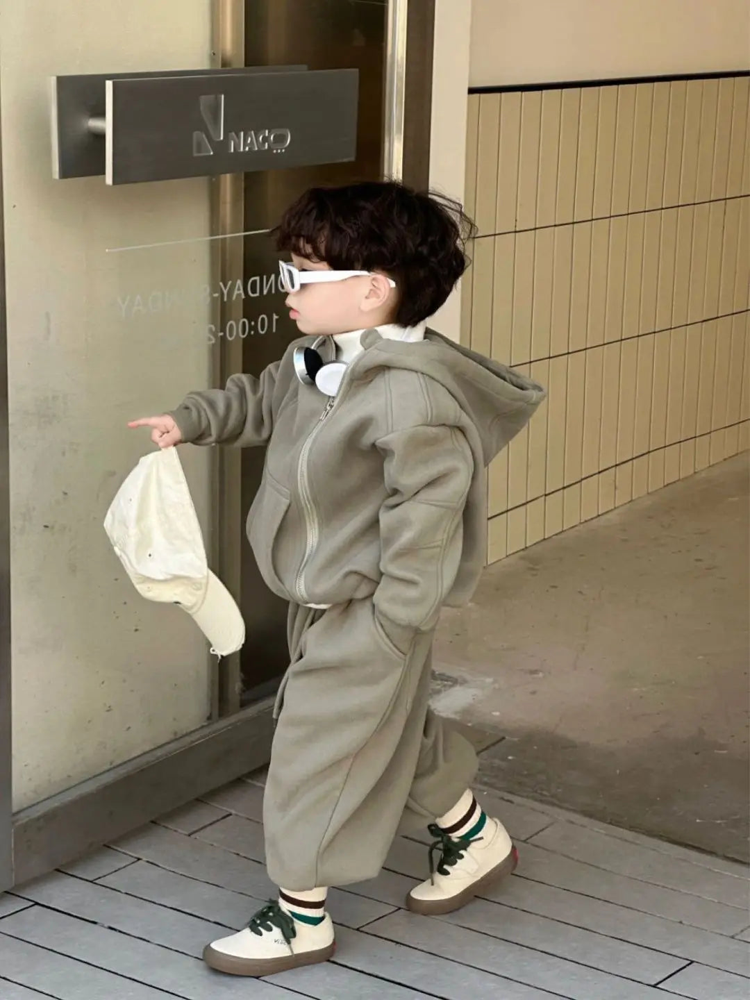 2 Pcs Hooded Set New Kid Clothing 2026 Autumn Winter Korean Boy Fleece Lining Thick Girl Fashion Sports Zipper Cotton Outfits