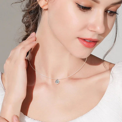 0.5CT 1CT 2CT Moissanite Necklace for Women Sparkling Lab Diamond Solitaire Pendant 925 Silver Transparent Chain Necklaces