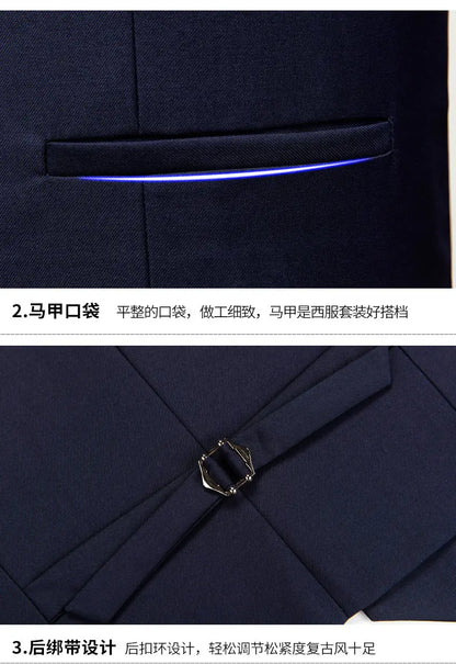 High-quality men's fashionable, stylish, versatile and trendy business casual solid color professional work suit set of two piec