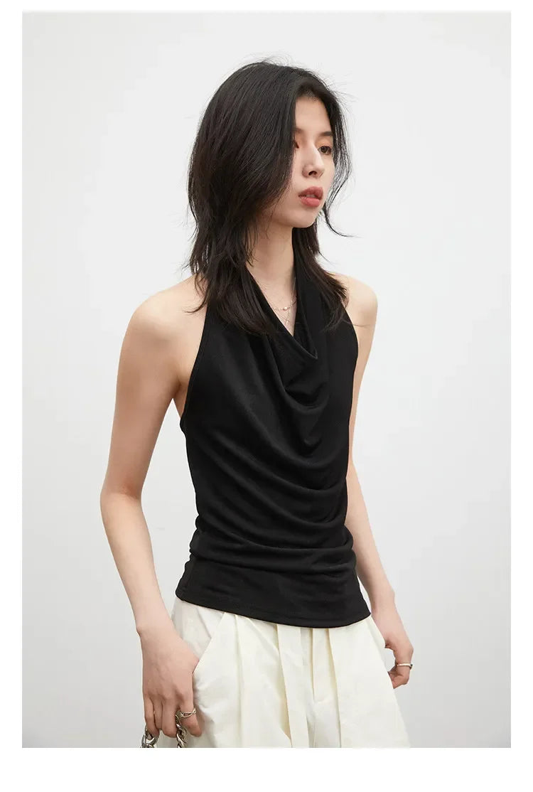Fashion Women Tanks New Swinging Collar Hanging Neck Camis Slim Backless Sexy Suspender Female Vest Spring Summer 2026