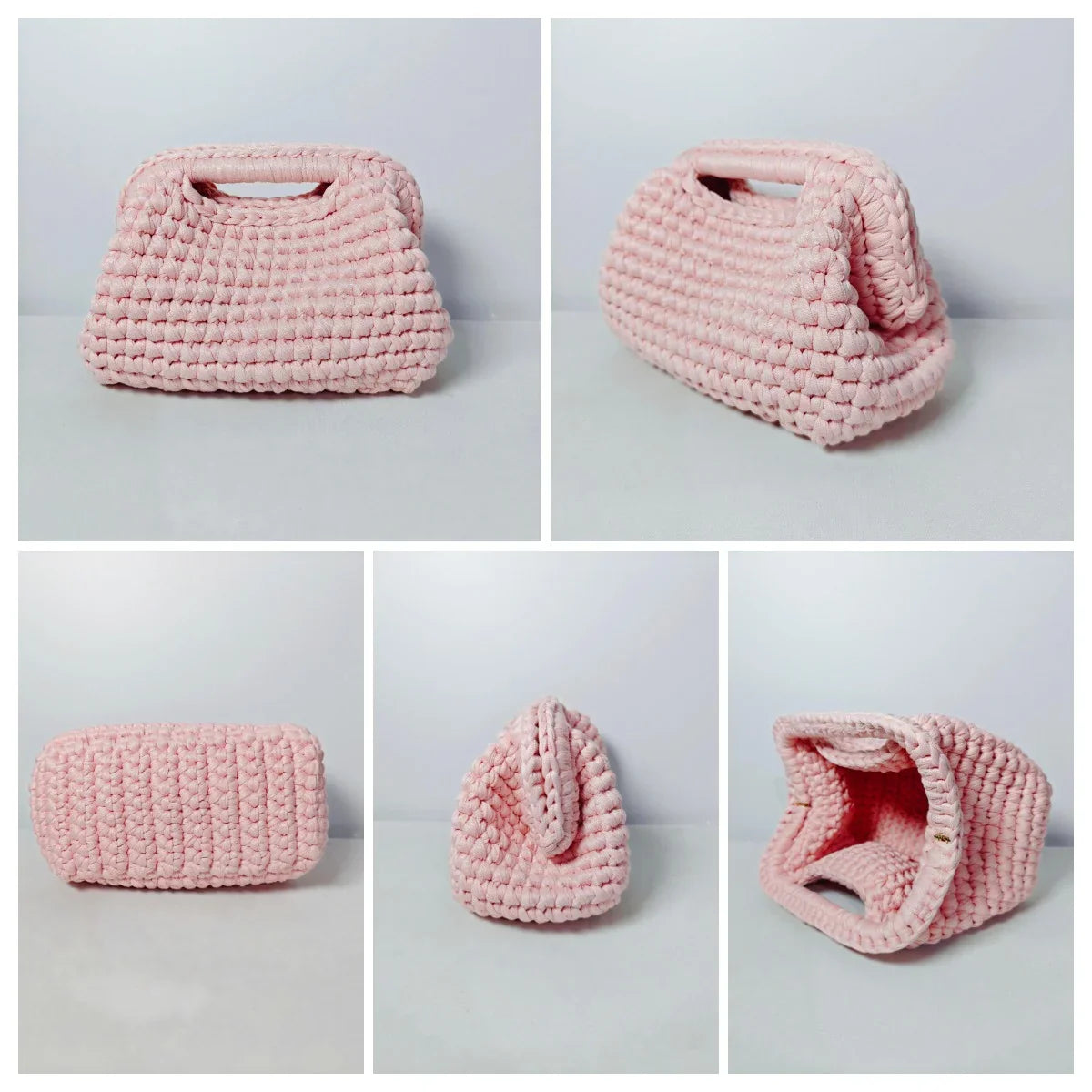 Yingzi Small Crochet Cluth Bag with Handle Handmade Evening Bag Makeup Bag