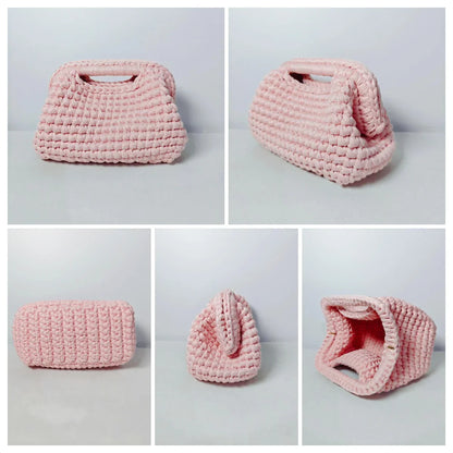 Yingzi Small Crochet Cluth Bag with Handle Handmade Evening Bag Makeup Bag