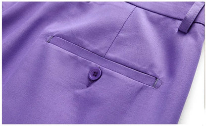 19 Colors High Quality Men's Solid Color Slim Fit Suit Pants Fashion Formal Business Social Groom Wedding High End Trousers