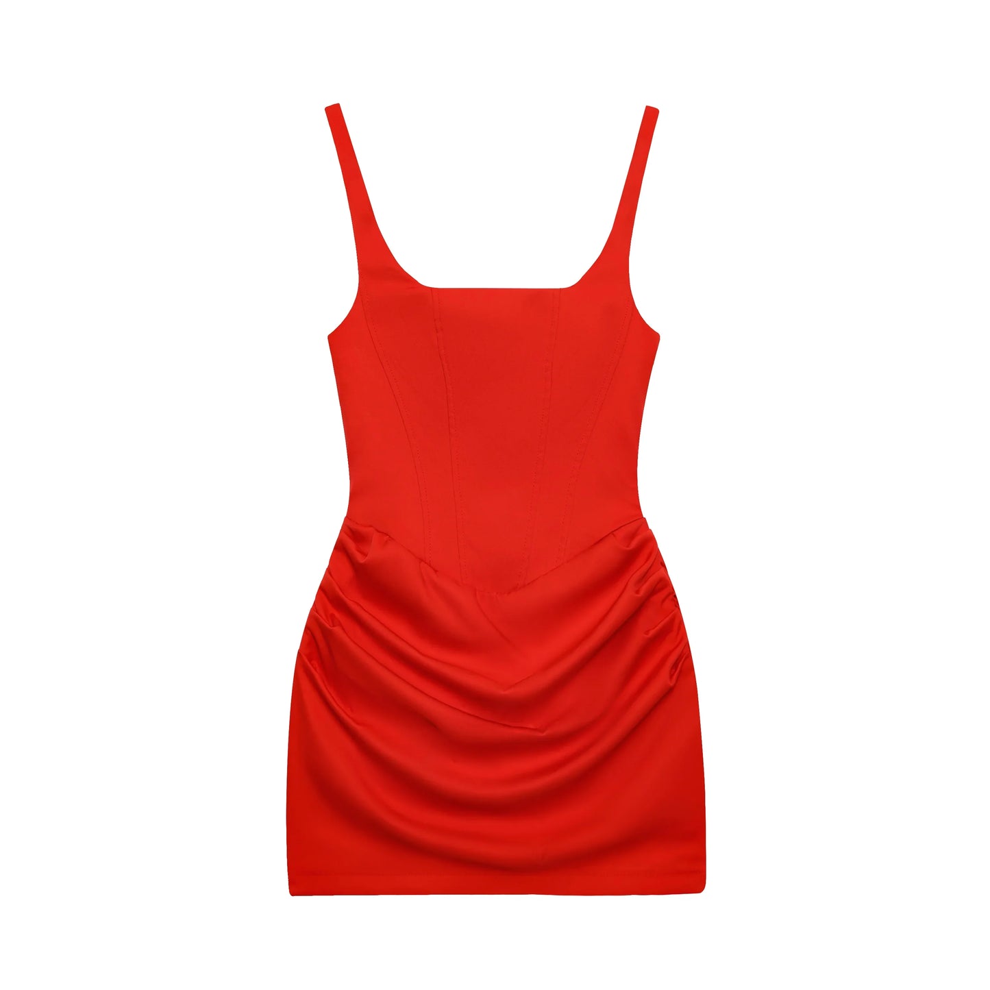 Women's Dress 2025 Autumn New Arrivals Reddish-Brown Spaghetti Strap Sexy Bodycon Mini Dress with Tie Details Stylish and Unique