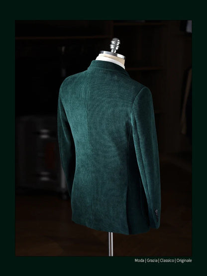 High-Quality Corduroy Men Suits 1 Pieces Classic Casual Single Breasted Groom Tuxedos Tailor Made Jackets Male Blazers Costume