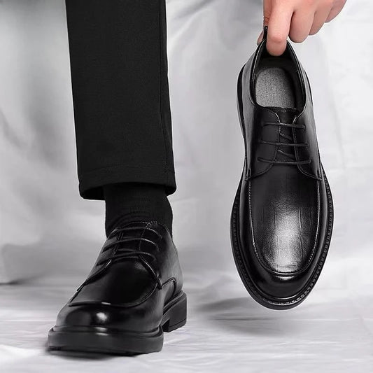 2024 New Men's Height Increasing Soft Leather Breathable Casual Business Elevator Shoes