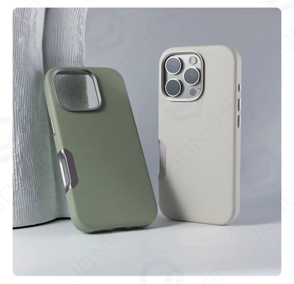 For Magsafe Leather High Quality Alloy Camera Button Magnetic Case For iPhone 16 Pro Max 16pro Wireless Charge Shockproof Cover