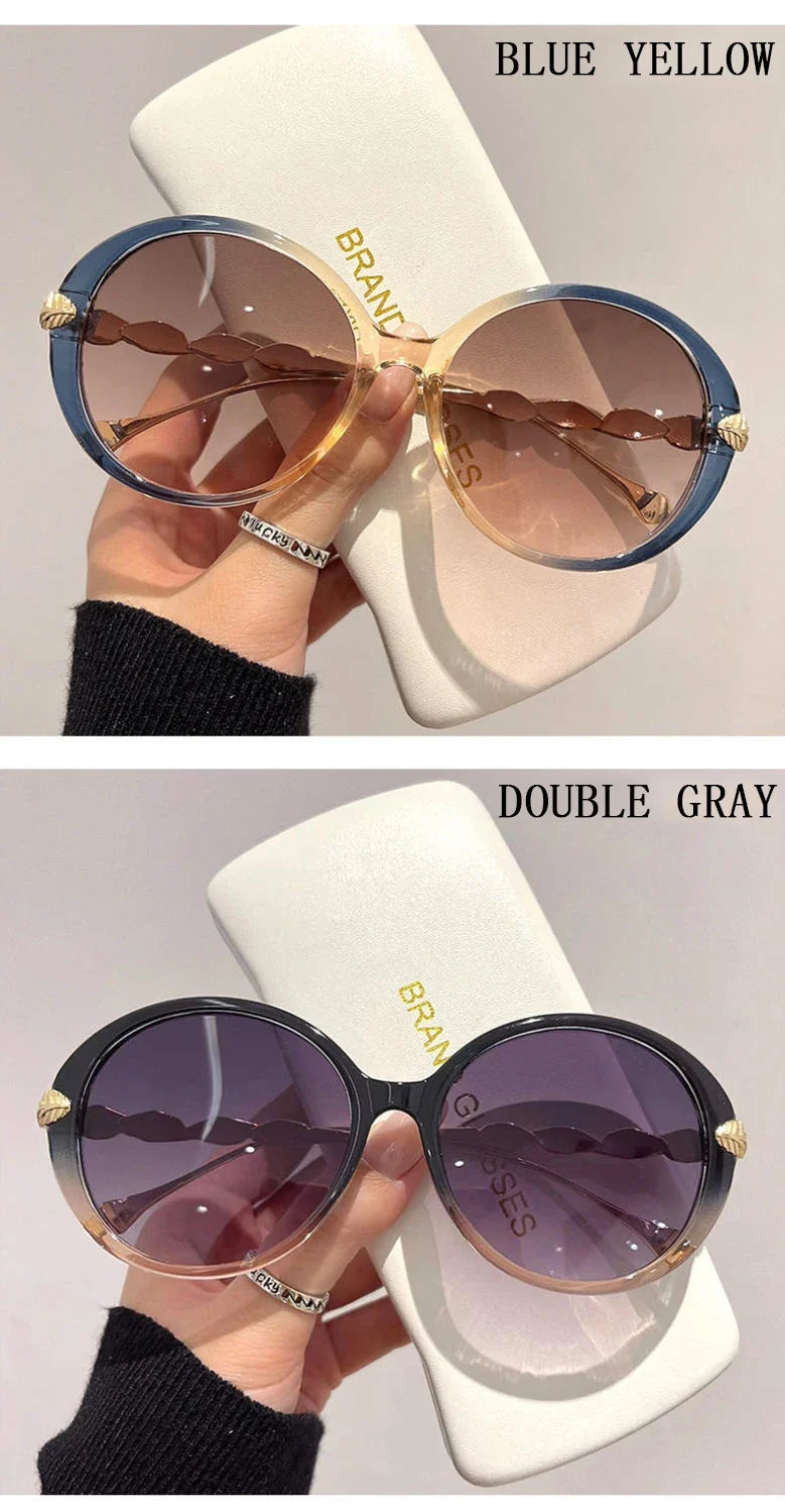 Round Sunglasses Women 2023 Oversized Luxury Fashion Glasses  Vintage Shades Retro Lunette De Soleil Femme Gafas De Sol Mujer