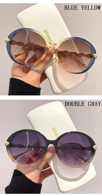 Round Sunglasses Women 2023 Oversized Luxury Fashion Glasses  Vintage Shades Retro Lunette De Soleil Femme Gafas De Sol Mujer