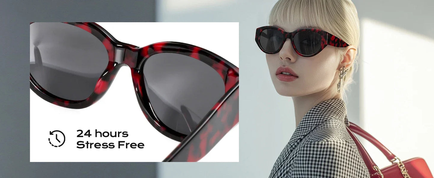 Women Butterfly Acetate Polarized Sunglasses Thick Frame UV400 Protection Sun Glasses Fashionable Ladies Shopping Gift
