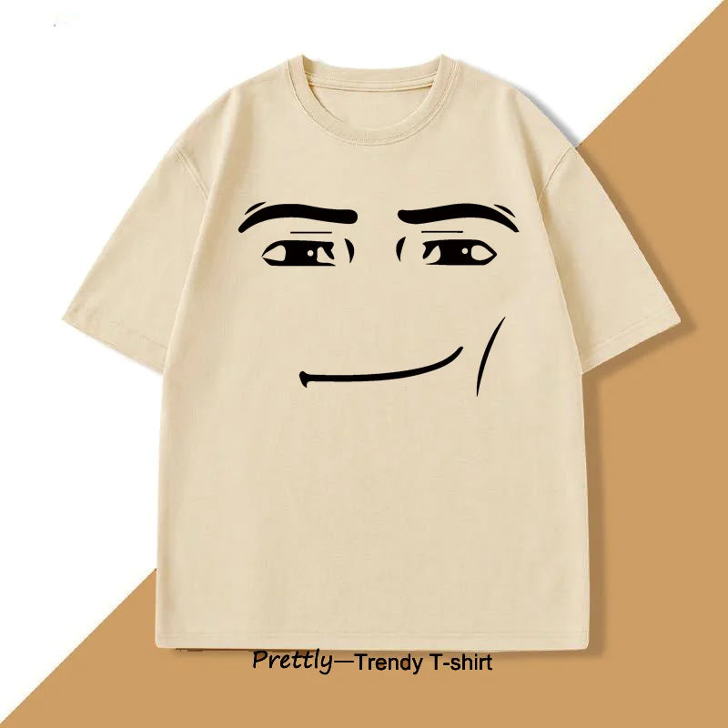 Roblox Face Meme T-shirt Men Women Causal Cotton Short Sleeve Tshirt Loose Short Sleeve Tops Harajuku Y2k Oversized Tops Tee