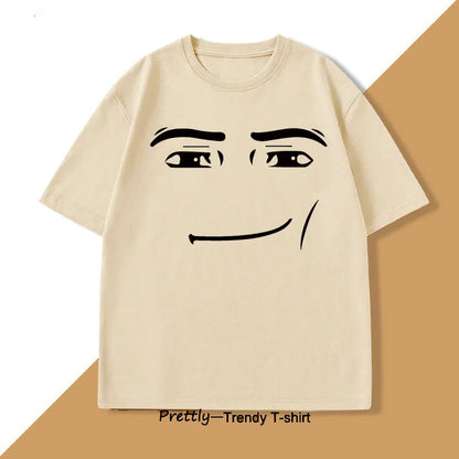 Roblox Face Meme T-shirt Men Women Causal Cotton Short Sleeve Tshirt Loose Short Sleeve Tops Harajuku Y2k Oversized Tops Tee