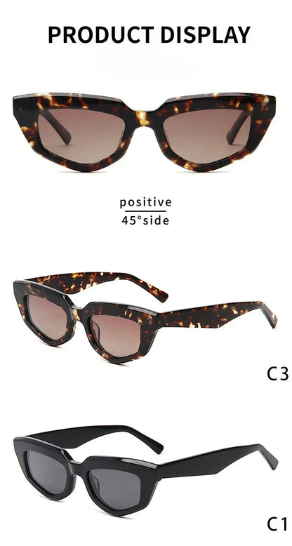 Fashion Retro Small Frame Cat Eye Women Polarized Sunglasses Trendy Personality Multilateral 3D Acetate Men SUN Glasses UV400