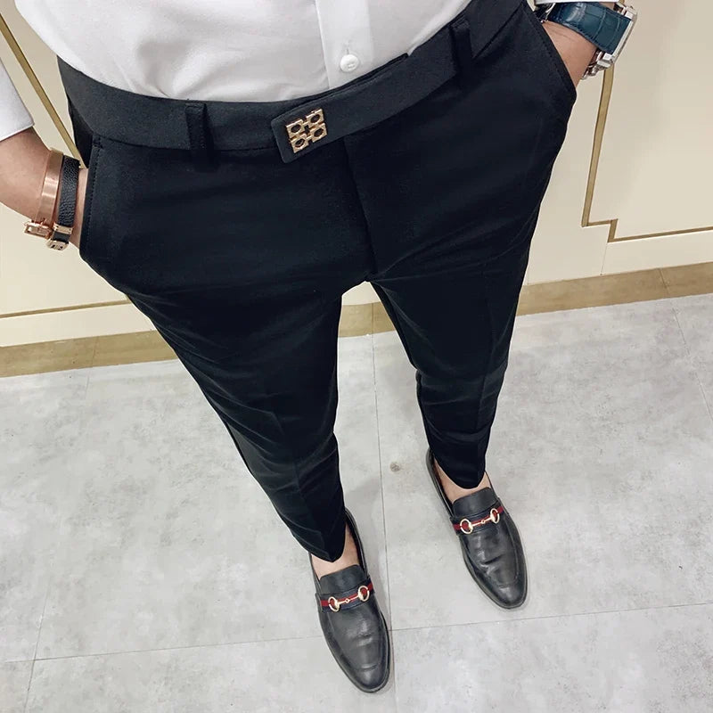 2025 Spring and Summer New Men's Casual Business Dress Pants Fashion Social Solid Wedding Party Suit Pants Slim Fit Suit Pants