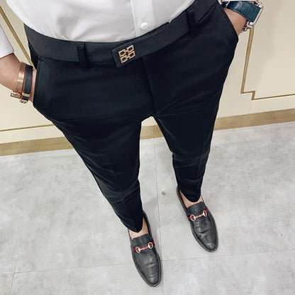2025 Spring and Summer New Men's Casual Business Dress Pants Fashion Social Solid Wedding Party Suit Pants Slim Fit Suit Pants