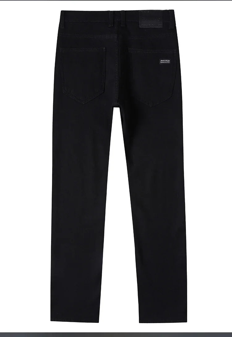Men New Winter Classics Fleece Thick Warm Jeans Men's Loose Straight Elastic Denim Pants Casual Plush Trousers Large Size 28-40