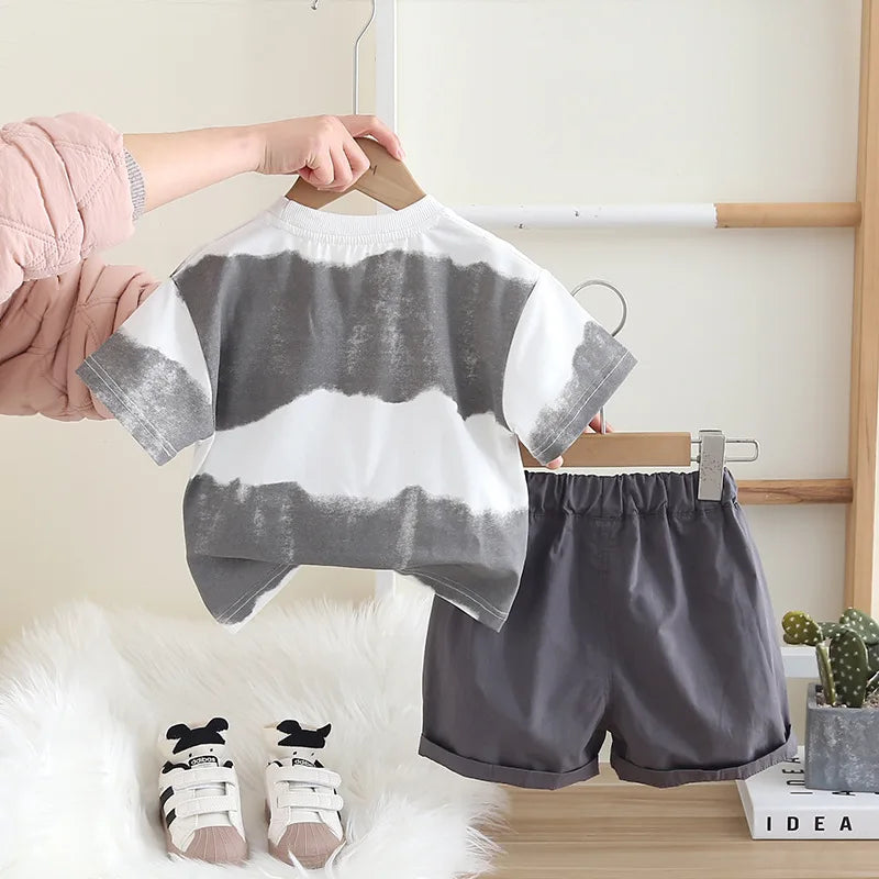 New Summer Baby Clothes Suit Children Boys Wave Tie Dye T-shirt+ Shorts 2Pcs/Sets Toddler Casual Fashion Costume Kids Tracksuits