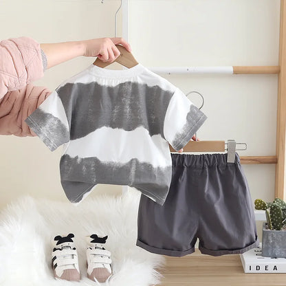 New Summer Baby Clothes Suit Children Boys Wave Tie Dye T-shirt+ Shorts 2Pcs/Sets Toddler Casual Fashion Costume Kids Tracksuits