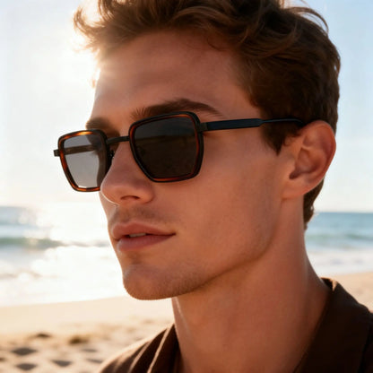 Vintage High-end Metal Steampunk Sunglasses Men Square Polarized Sun Glasses Women Stylish Retro Brand Shades Male Female UV400