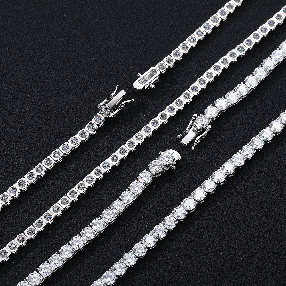 Certified GRA Moissanite Tennis Necklace 3/4/5/6mm Solid 925 Sterling Silver Diamond Tennis Necklaces for Women Man