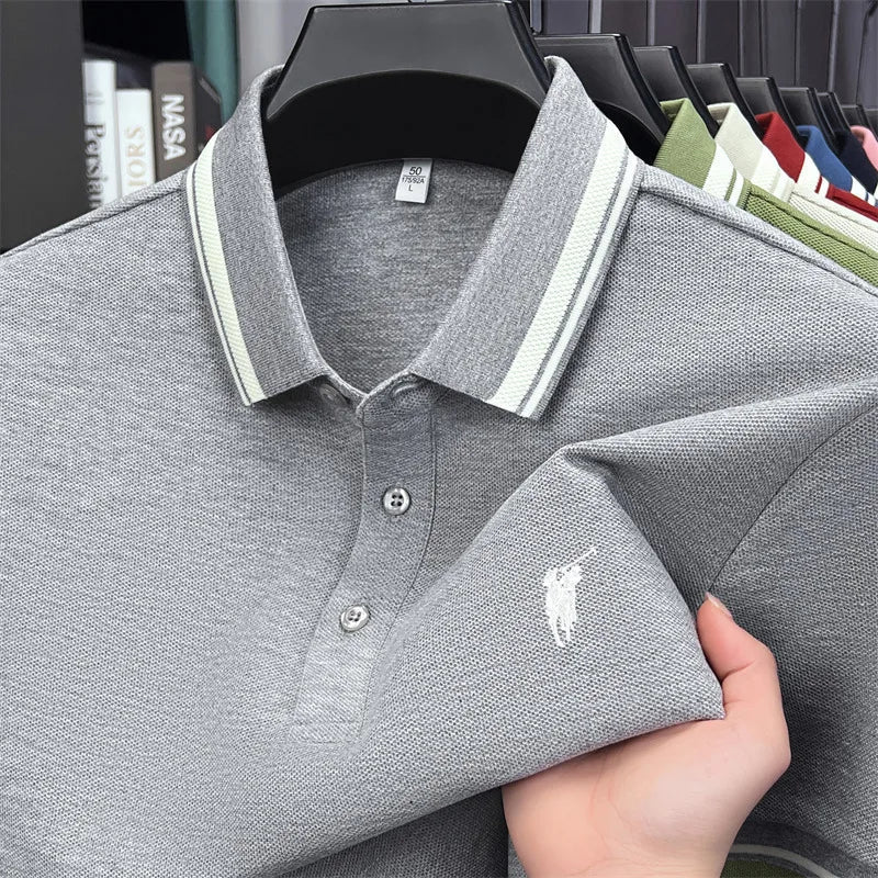 100% cotton luxury brand short sleeve polo shirt men new classic pony embroidery summer T-shirt high-end fashion casual Paul top