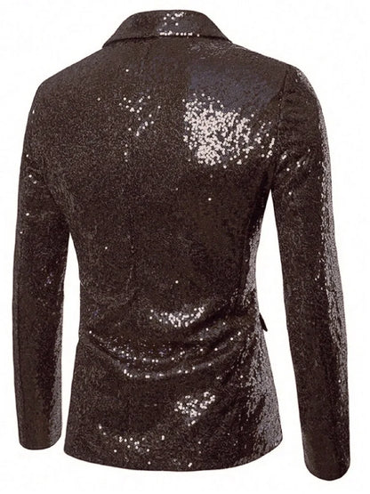 High End Men's Gold Sequin Suit European and American Hosting Performance Dress Korean Version Slim Fit Studio Suit Jacket