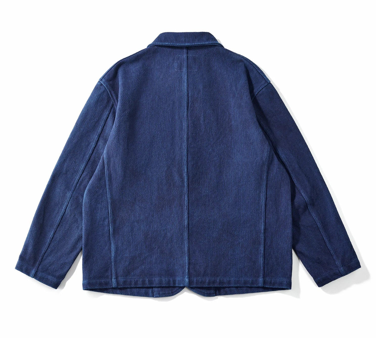 Heavy Weight Indigo Jacket Men Autumn Winter Vintage Workwear Tooling Jacket Blue Dyed Kendo Fabric Multi-pocket Cardgian Coat