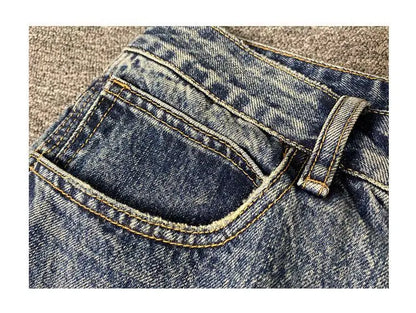Autumn American Casual Ruffian Handsome Washed Retro Tooling Jeans Men's Straight Loose High Street Tapered Pants Tide