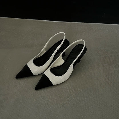 New style pointed-toe fashionable high-heeled shoes for women with thin heels open-back, shallow-cut and suitable foroutdoorwear