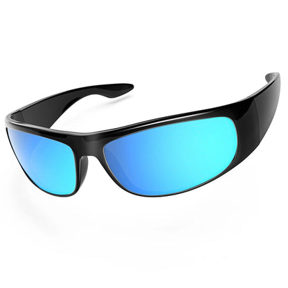 Super Dark Sunglasses for Men Black Wrap Around Sun Glasses UV400 Protection eyewear W8005