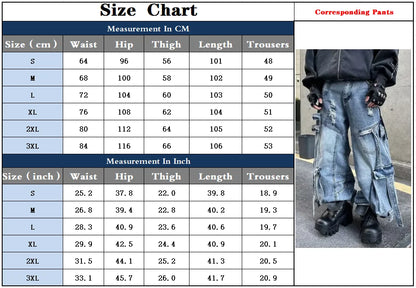 2025 Cyber Y2K Streetwear Washed Blue Baggy Ripped Cargo Jeans Pants For Men Clothing Wide Leg Vintage Loose Punk Denim Trousers