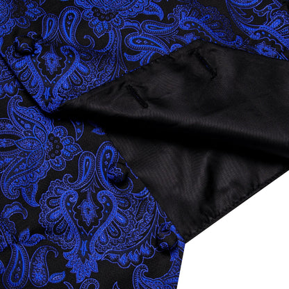 Mens Royal Blue Red Bronwn Orange Vest Tie Hanky Cufflinks Set Paisley Waistcoat Sleeveless for Male Wedding Busniess