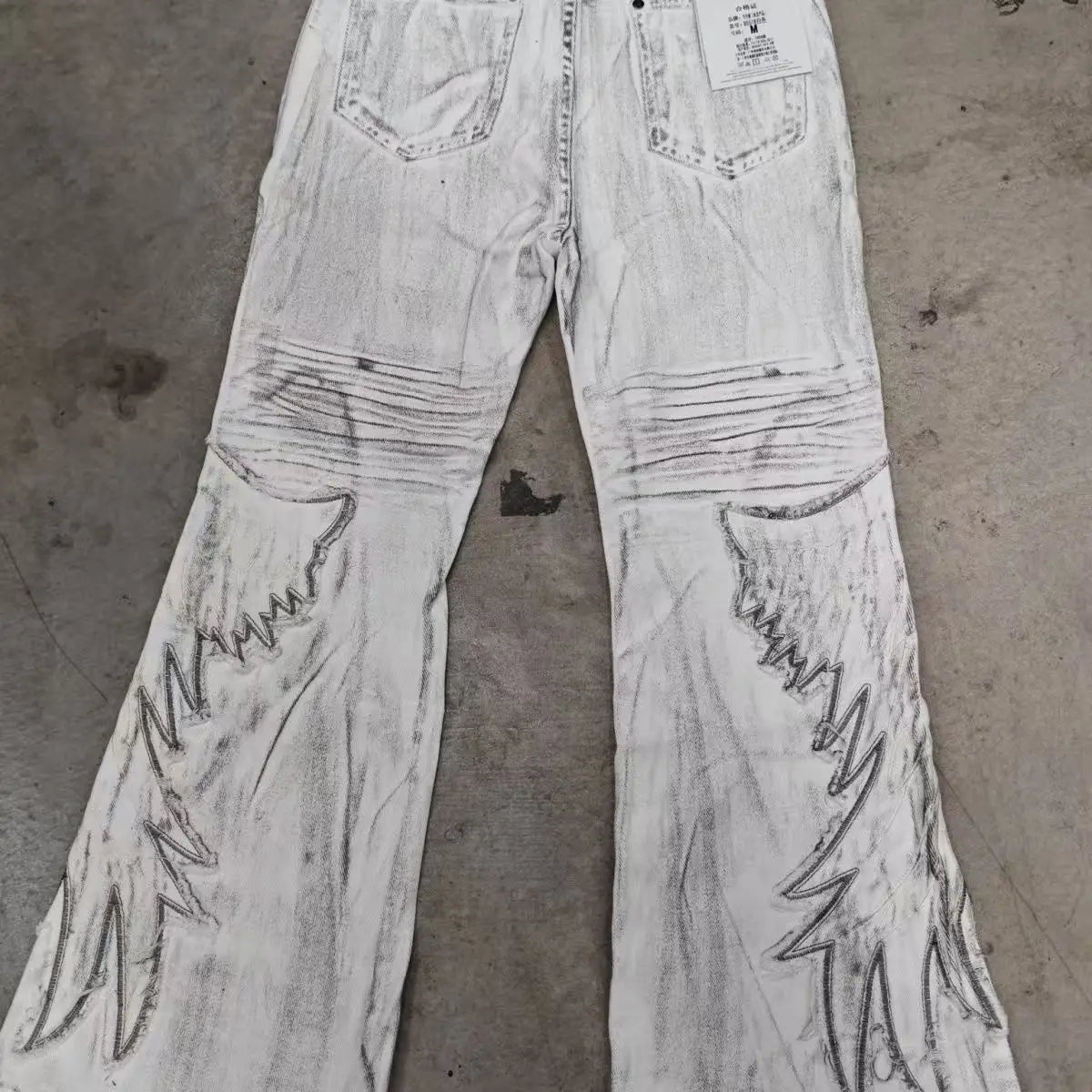 American Retro Hot Girl Tie-Dye Women's High-Waisted Bell-Bottom Pants Slim Ripped New Autumn And Winter Washed Casual Trousers