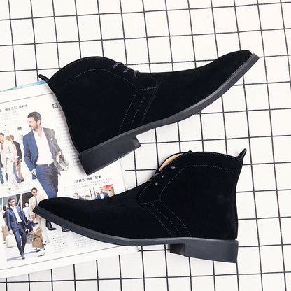 Leather Men Ankle Chelsea Boots Men Work Shoes Pointed Toe Leisure Boots for Male Casual Motorcycle Boots Botas Plus Size 38-48