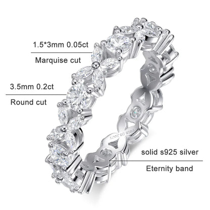 Moissanite Eternity Band Rings for Women Jewelry GRA Certified D Color VVS1 Lab Grow Diamond s925 Sterling Silver Ring